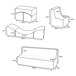 Conjunto de muebles para niños polipiel: 2x sillón + sofá + sofá-cama
